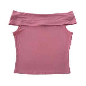WDNY Pink Off The Shoulder Crop Top Size PM Polyester Spandex